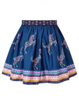 Image of Monsoon Girls S.E.W. Unicorn Star Print Skirt - Navy, Size Age: 9-10 Years, Women
