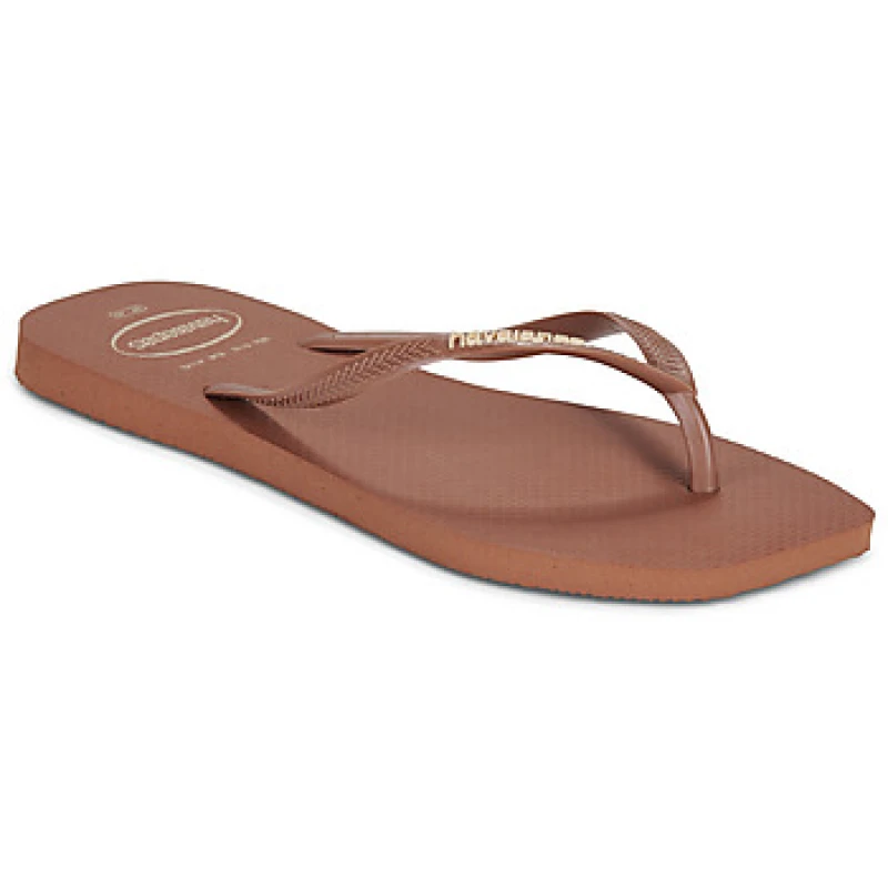 Image of Havaianas SQUARE LOGO POP UP womens Flip flops / Sandals (Shoes) in Brown