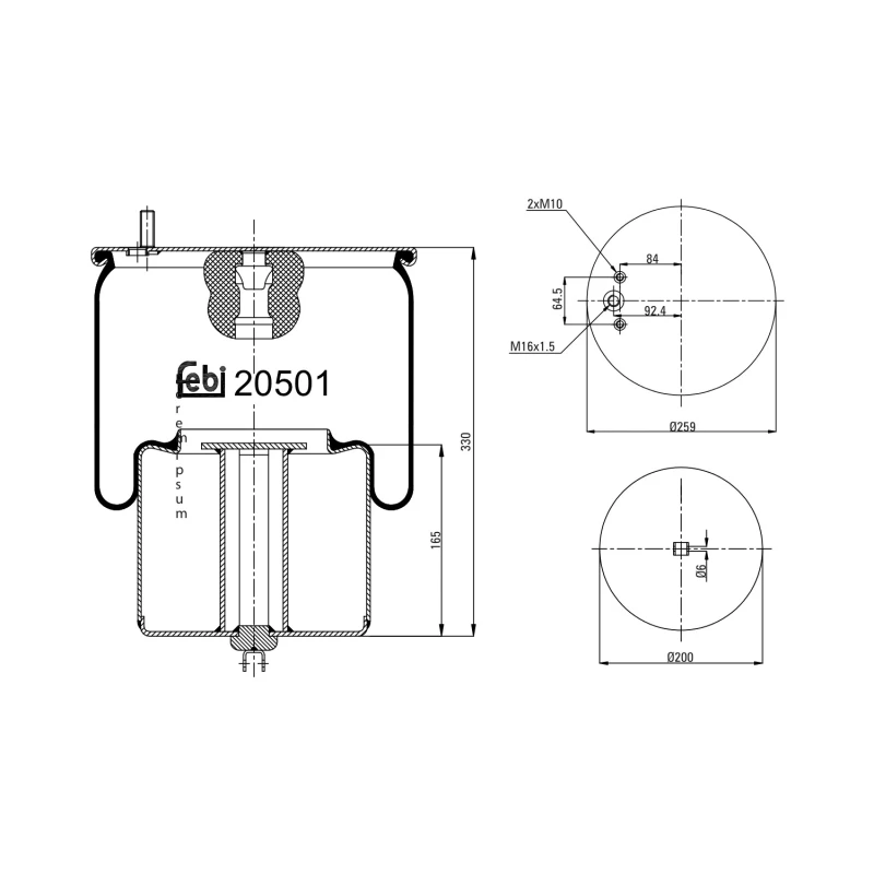 Image of FEBI BILSTEIN 20501 Boot, air suspension Boot,air suspension (324)