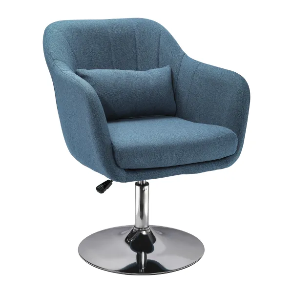 Image of HOMCOM Swivel Accent Chair Contemporary Vanity Armchair with Adjustable Height Thick Cushion Lumbar Support Armrest for Bedroom Office