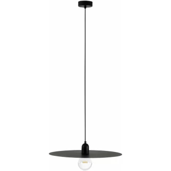 Image of Faro Plat - 1 Light Dome Ceiling Pendant Black, E27
