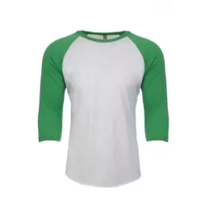 Image of Next Level Adults Unisex Tri-Blend 3/4 Sleeve Raglan T-Shirt (XS) (Envy/Heather White)
