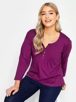 Image of M&Co Petite Petite Henley Berry, Pink, Size 10, Women