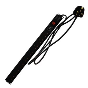 Image of LMS Data 8 Way Vertical Pdu with Surge Protected (UK Plug) 1.8m - Black