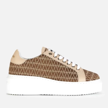 Image of Valentino Shoes Womens Fabric Leather Flatform Trainers - Beige - UK 4