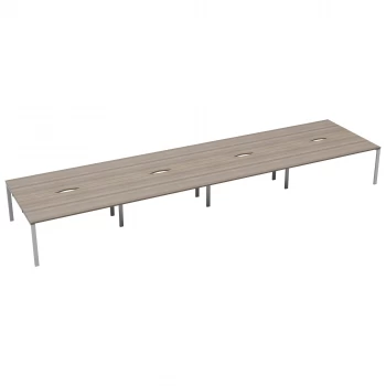 Image of CB 8 Person Bench 1400 x 800 - Grey Oak Top and White Legs