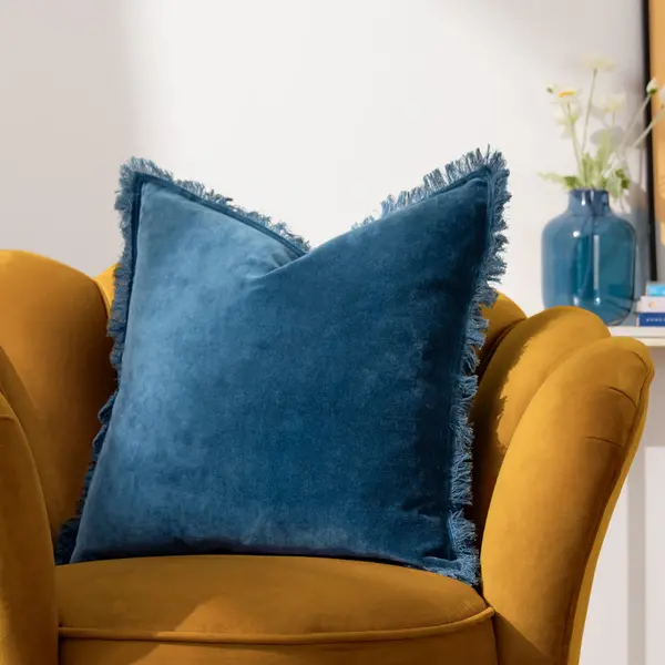 Image of Gracie Cushion Ink Blue, Ink Blue / 45 x 45cm / Polyester Filled
