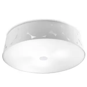 image of 3 Light Flush Ceiling Light White, E27