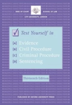 Image of Test Yourself in Evidence Civil Procedure Criminal Procedure Sentencing by Inns of Court School of Law Paperback