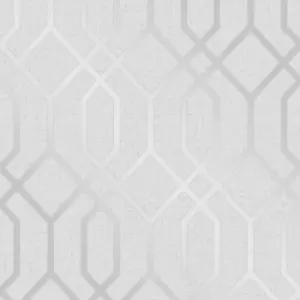 image of Fine Decor Quartz Trellis Silver Wallpaper FD42304