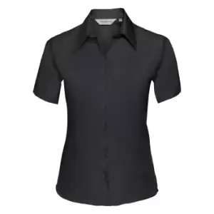 Image of Russell Collection Ladies/Womens Short Sleeve Ultimate Non-Iron Shirt (XS) (Black)
