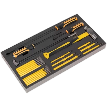 Image of Siegen Tool Tray with Prybar, Hammer and Punch 23 Piece Set