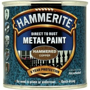 image of Hammerite Hammered Finish Metal Paint Copper 250ml