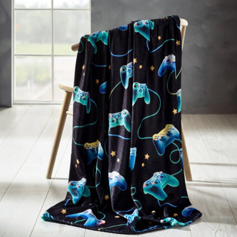 Image of Catherine Lansfield Gamer Cosy Fleece 130X170Cm Blanket Throw Black