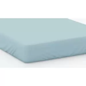 Image of 100% Cotton 200 Thread Count Fitted Sheet 12" Double Pale Blue
