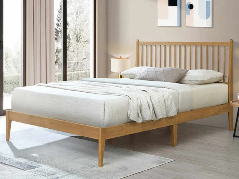 Image of Flintshire Padeswood Oak Wooden Bed Frame - 5ft King Size