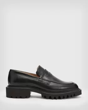 Image of AllSaints Womens Leather Lightweight Lola Loafers, Black, Size: UK 5/US 8/EU 38