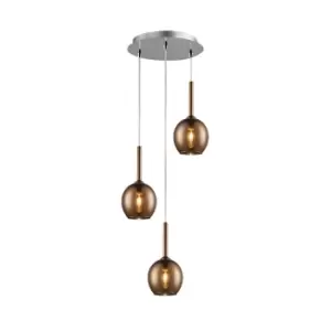 Image of Monic Cluster Pendant Ceiling Light, Copper, 3x E14