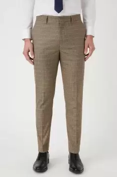 Image of Mens Skinny Fit Neutral Puppy Tooth Suit Trousers
