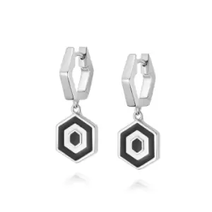 Image of Daisy London 925 Sterling Silver Hexagon Palm Drop Earrings Sterling Silver