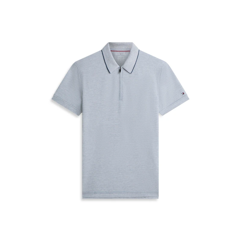 Image of Tommy Hilfiger Mens DC Zipped Short Sleeve Polo Shirt Navy Iris/White male S