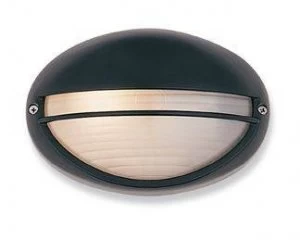 Image of 1 Light Streamline Wall Light - 100W Black, Opal Glass IP44, E27