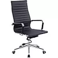 Image of Nautilus Designs Ltd. Contemporary High Back Bonded Leather Executive Armchair with Chrome Base Black