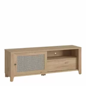 image of Cestino 1 Door 1 Drawer TV Unit In Jackson Hickory Oak And Rattan Effect