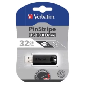 image of Pinstripe USB 3.0 Flash Drive 32GB Black 49317