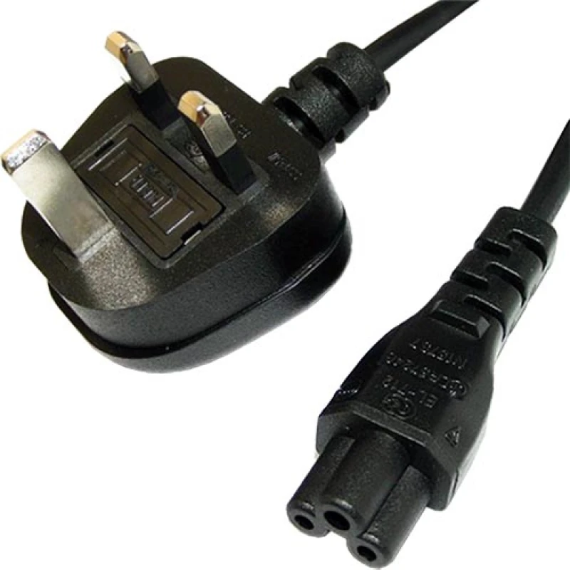 Image of Cablenet 2m UK (5 Amp) - IEC C5 Cloverleaf Black PVC 0.75mm Power Lead