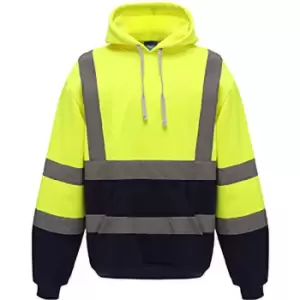 Image of Yoko Mens Hi Vis Reflective Hoodie (XL) (Hi Visibility Yellow/Admiral Navy)