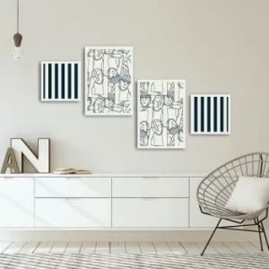 Image of 4PBCT-15 Multicolor Decorative Framed MDF Painting (4 Pieces)