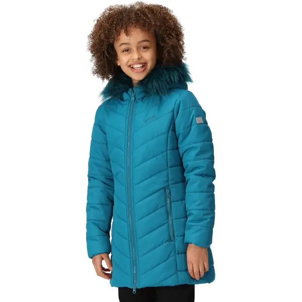 image of Regatta Girls Fabrizia Padded Warm Hooded Parka Jacket 13 Years - Chest 79-83cm (Height 153-158cm)