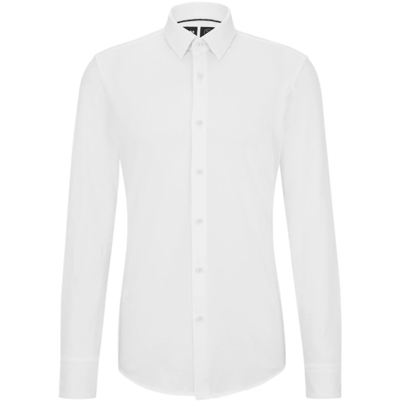 Image of Boss Mens Hank Long Sleeve Oxford Shirt White male 15.7 inch