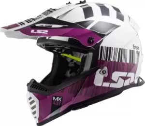 Image of LS2 MX437 Fast Evo XCode Motocross Helmet, white-purple, Size 2XL, white-purple, Size 2XL