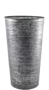 image of Ivyline Ribbed Galvanised Vase