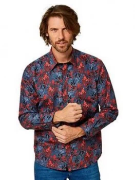 Joe Browns Pop Of Colour Floral Shirt - Grey, Size 2XL, Men