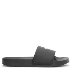 Image of Tommy Hilfiger Printed Logo Front Slide Sandals In Black - Size 38