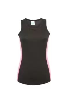 image of Just Cool Girlie Contrast Panel Sports Vest Top