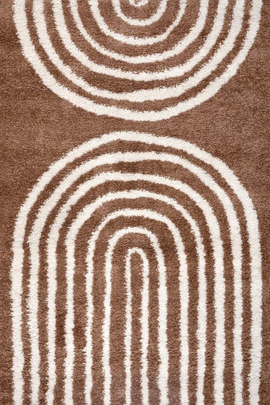 Image of THE RUGS Moodi Rainbow Design Shaggy Soft High Pile Living Room Rug Runner in Terracotta Size: 80cm x 150cm Terracotta Unisex 80cm x 150 cm