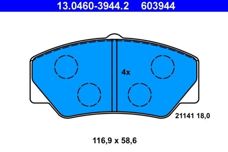 Image of ATE 13.0460-3944.2 Brake pad set excl. wear warning contact Brake Pad Set,disc brake (402)