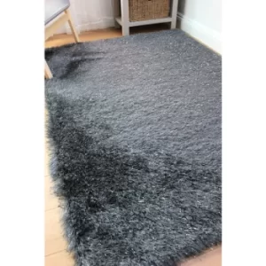 Image of Dazzle Modern Thick Silky Shiny Yarn Shaggy Rug in 160x230cm (5'3''x7'7'') Charcoal