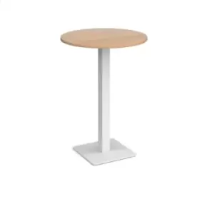 Image of Brescia circular poseur table with flat square white base 800mm - beech