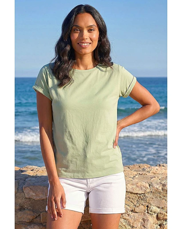 Image of Roman Originals Roman Stretch Cotton Jersey T-Shirt Sage - Roman Originals - Size: 20 Sage Female 20 DB62212
