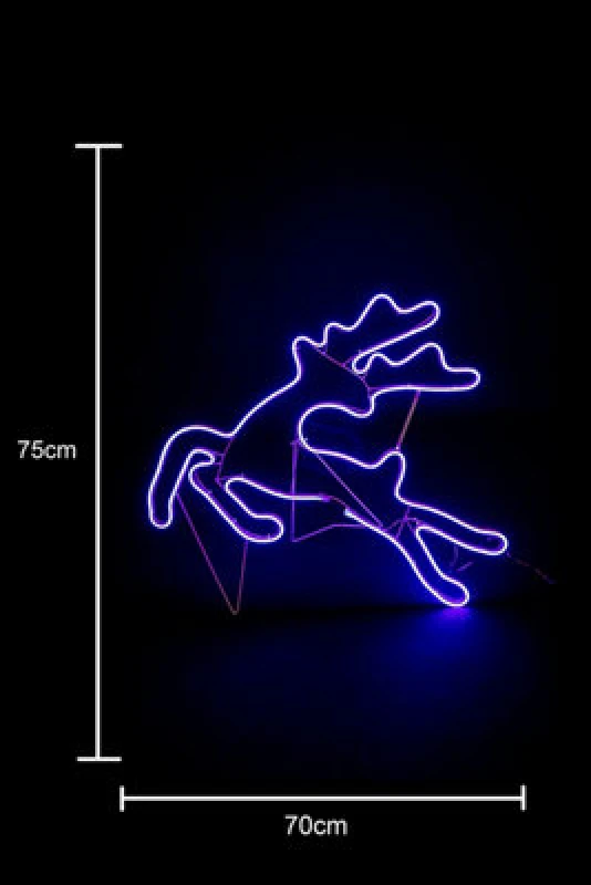 Image of Shatchi Jumping Reindeer Neon Effect Rope Light Silhouette Double Side 90 Blue Leds Christmas Outdoor