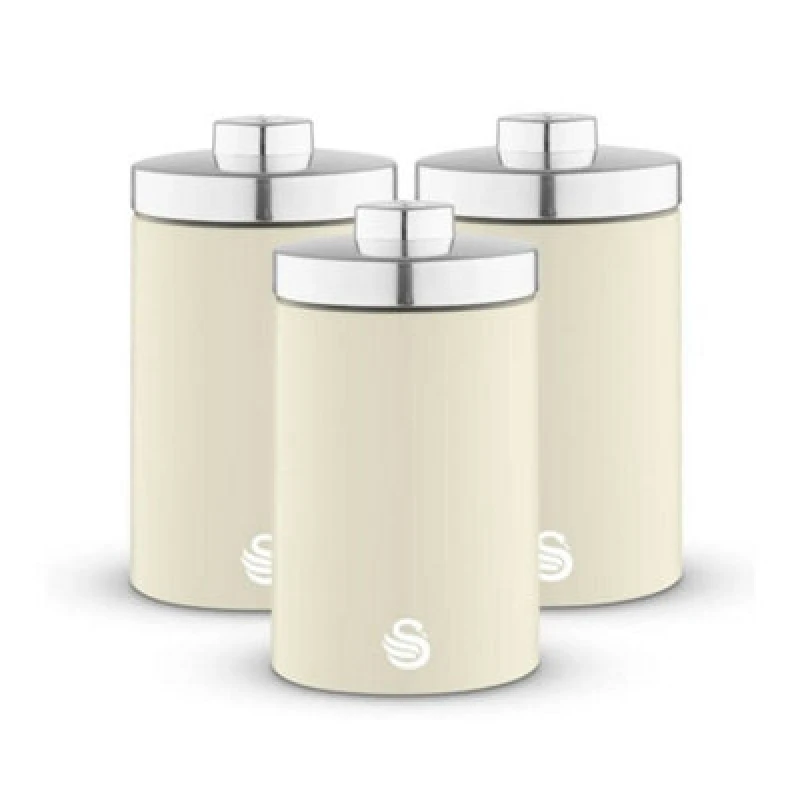 Image of Swan Townhouse Set of 3 Canisters Cream
