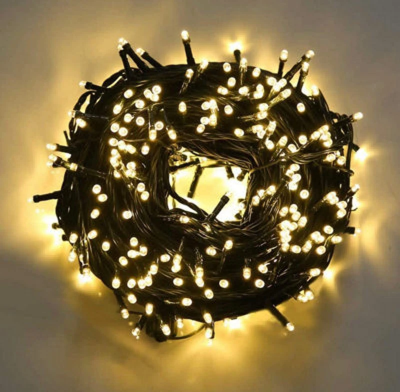 Image of Shatchi 300 LEDs Christmas Fairy String Lights Indoor/Outdoor Green Cable Main power Memory Auto Timer Bright Yellow