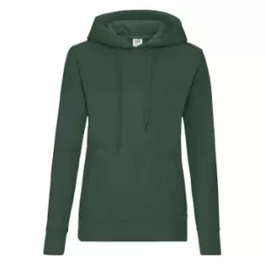 Image of Fruit Of The Loom Ladies Lady Fit Hooded Sweatshirt / Hoodie (XS) (Bottle Green)