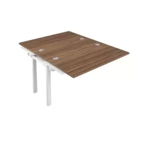 Image of Telescopic Sliding 2 Person Dark Walnut Bench Extension with Cable Port - 1200 X 800 - White Frame