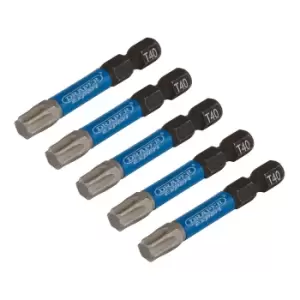 Image of Draper Expert 05672 5pc TX-STAR Impact Screwdriver Bits, T40 x 50mm, 1/4" Hex